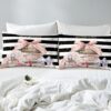 jejeloiu Pink Fashion Bed Sheets Set Queen Size Kids Black White Striped Fitted Sheet with Deep Pocket for Boys Girls Teens Floral Bedding Set Breathable Perfume High Heels Books Bedroom Decor