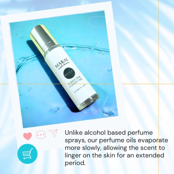 MOEA Perfume Roller - Makai Seaside Dreams - Ocean Air and Plumeria - Hawaiian White Flowers Tropical - Vegan & Safe for Sensitive Skin