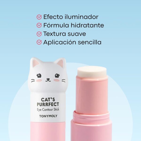 TONYMOLY Cat's Purrfect Eye Contour Stick, Under Eye Primer Stick, Illuminates Tired Puffy Skin, 9 g