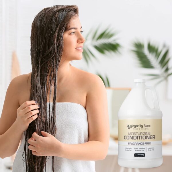 Ginger Lily Farms Club & Fitness Moisturizing Conditioner for Dry Hair, 100% Vegan & Cruelty-Free, Fragrance Free, 1 Gallon (128 fl oz) Refill