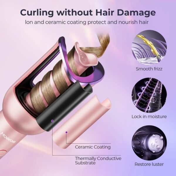 Automatic Curling Iron, Auto Hair Curler with 1" Rotating Curling Iron Barrel & 3 Temps, Anti-Scald & Anti-Tangle Curler Wand, Fast Heating Auto Curler for Hair Styling