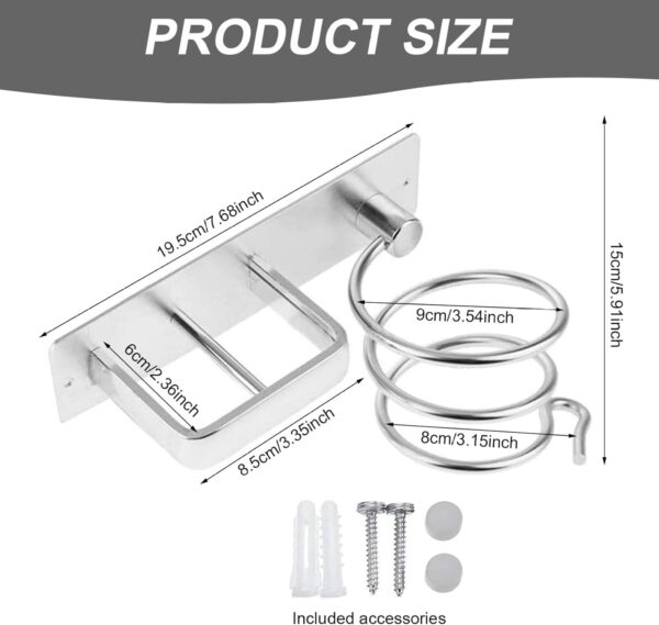 Hair Dryer Holders, Hair Dryer Holder, Spiral Shelf Tool Organizer Wall Mount, Space-Saving Aluminum Alloy Blow Stand for Dressing Table Bathroom