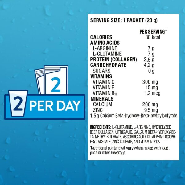 Juven Therapeutic Nutrition Drink Powder Including Collagen Peptides, Amino Acids, and HMB For Wound Healing Support, Unflavored, 30 Packets