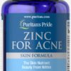 Puritan's Pride Zinc for Acne Skin Formula with Vitamins C, B-6, A, and E for Men and Women, Dietary Supplement for Clear Healthy Skin, Immune System, Cell Division and Growth Support, 100 Tablets