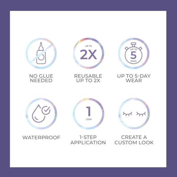 KISS imPRESS Falsies Long Lasting Self Adhesive Eyelashes, ‘Demi Edgy’, 5 Day Extended Wear, 24 Natural Volume Lash Clusters (5,6,8,10,12, & 14mm), Precision Non-Stick Applicator