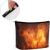Makeup Bag for Women Cosmetic Bags Roaring Flame Travel Toiletry Bag Cute Zipper Make Up Bags Large Capacity Make Up Case Organizer Portable Makeup Pouch for Travelling Gift