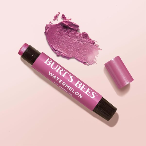Burt's Bees Shimmer Lip Tint, Tinted Lip Balm Stick, Moisturizing for All Day Hydration with Natural Glowy Pigmented Finish & Buildable Color, Watermelon, 1 Tube, 0.09 oz. (Pack of 2)