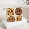 Linen Makeup Bag For Women, Waterproof Travel Cosmetic Organizer Lightweight Zipper Travel Toiletry Bag Organizer 3 Chocolate Chip Cookies Makeup Brushes Storage Bag