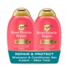 OGX Repair + Protect Bond Protein Repair Shampoo + Conditioner, Targets Damaged Areas of Hair for Effective Bond Repair, Sulfate-Free Surfactants, 13 fl. Oz (Pack of 2)