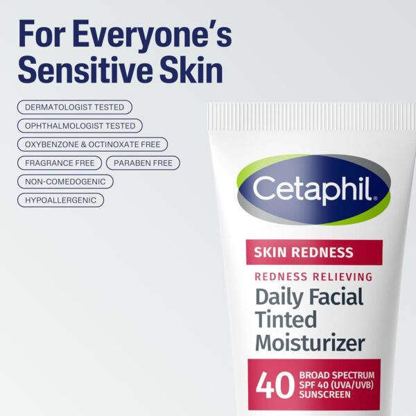CETAPHIL Redness Relieving Daily Facial Moisturizer SPF 40, 1.7 fl oz, Broad spectrum Sunscreen, Neutral Tint, For Redness-Prone Skin