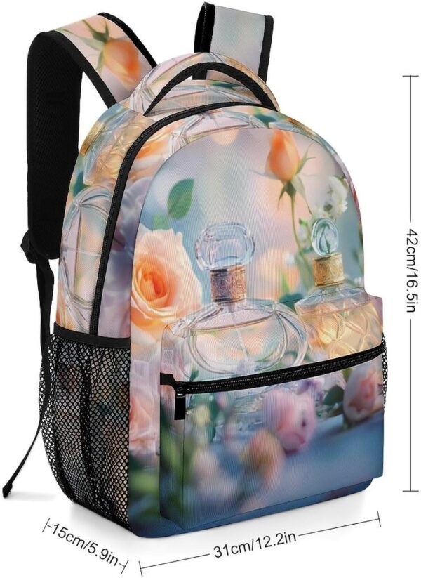 Perfume Rose Floral Laptop Backpack Lightweight Travel Daypack Shoulder Bag for Men Women