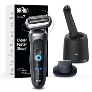 Braun Electric Shaver for Men, Series 7 7171cc, Wet & Dry Shave, Turbo & Gentle Shaving Modes, Waterproof Foil Shaver with Precision Trimmer, Space Grey