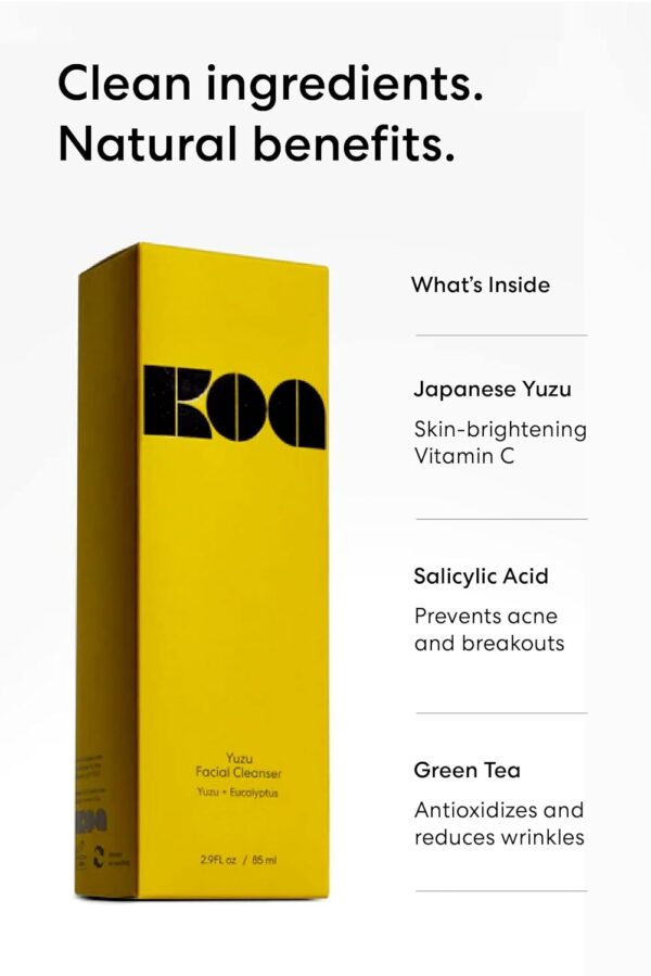 Koa Yuzu Facial Cleanser - Traditional and Nourishing Ingredients From Hawaii - Gentle Cleansing Action Purifies Without Stripping Skin - Antioxidizing Formula Protects from Free Radicals - 2.9 oz