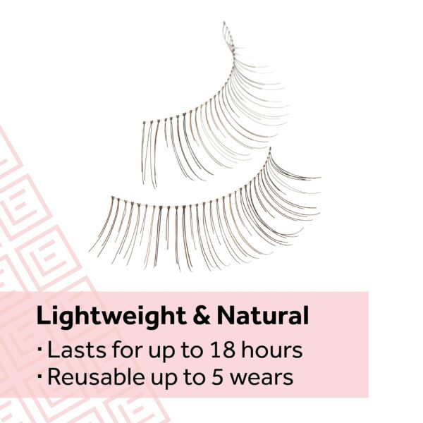 Eylure Naturals No. 020 Reusable Eyelashes, Adhesive Included, Black, 4 Pairs