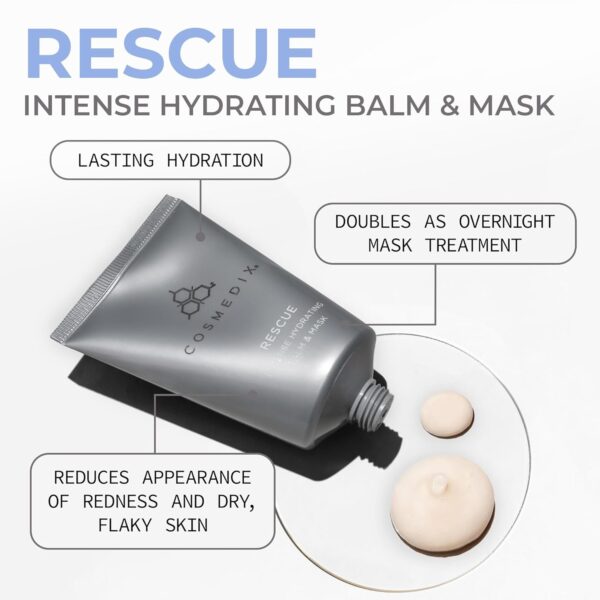 COSMEDIX Rescue Intense Hydrating Facial Mask Skincare - Ultra-Nourishing Overnight Face Mask for Sensitive, Dry & Chapped Skin - Gentle Moisturizing Balm for Radiant, Healthy-Looking Glow