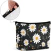Makeup Bag for Women Cosmetic Bags Daisy Flower Pattern Travel Toiletry Bag Cute Zipper Make Up Bags Large Capacity Makeup Case Organizer Portable Makeup Pouch for Travelling Gift
