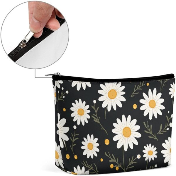Makeup Bag for Women Cosmetic Bags Daisy Flower Pattern Travel Toiletry Bag Cute Zipper Make Up Bags Large Capacity Makeup Case Organizer Portable Makeup Pouch for Travelling Gift