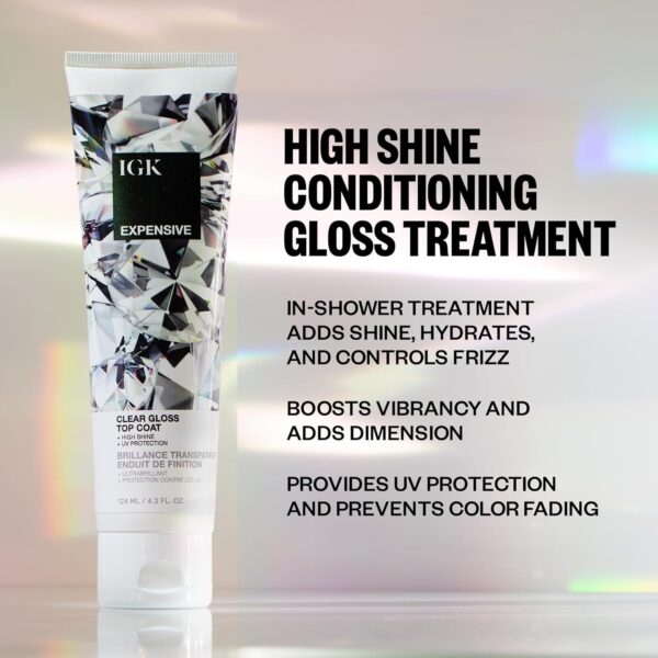 IGK - EXPENSIVE - Clear Hair Gloss Treatment – Shine-Boosting Top Coat for Glass Hair – Hair Treatment for Smooth, Polished Finish – Clear Gloss for Hair Sheen and Silkiness - Cruelty Free 4.2oz