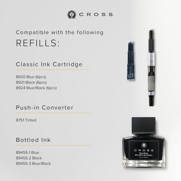 Cross Bailey Refillable Fountain Presented in a Premium Gift Box - Medium Point, Black Ink, Matte Gray