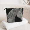 Linen Makeup Bag For Women, Waterproof Travel Cosmetic Organizer Lightweight Zipper Travel Toiletry Bag Organizer 3d View Horse Makeup Brushes Storage Bag