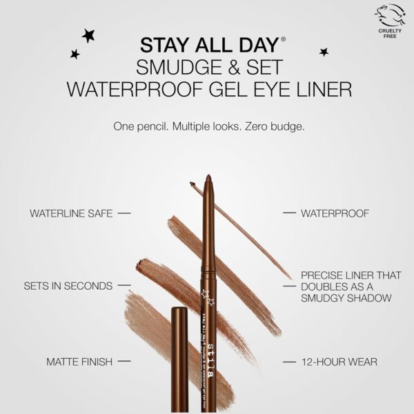 stila Stay All Day® Smudge & Set Waterproof Gel Liner | Long-Wear Gel Eyeliner Pencil for Tightlining, Waterline & Smoky Eye Looks | 12-Hour Wear, No Budge & Fade-Proof