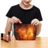 Makeup Bag for Women Cosmetic Bags Roaring Flame Travel Toiletry Bag Cute Zipper Make Up Bags Large Capacity Make Up Case Organizer Portable Makeup Pouch for Travelling Gift