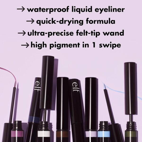 e.l.f. H2O Proof Inkwell Eyeliner Pen, High-pigment, Waterproof Liquid Eyeliner, Delivers A Matte Finish, Vegan & Cruelty-free, Dark Envy