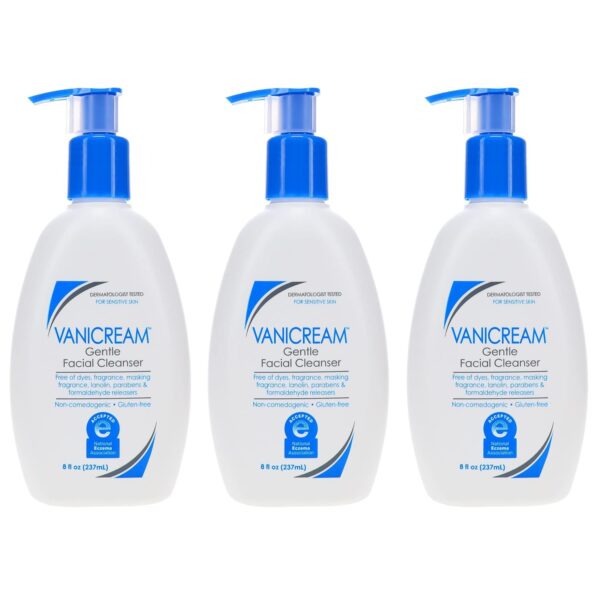 Vanicream Gentle Facial Cleanser for Sensitive Skin, 8 Oz (Pack of 3), Unscented, 24 Fl Oz