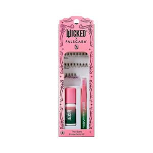 WICKED X FALSCARA False Eyelashes, ‘Munchkinland’, 8mm-10mm Natural Volume, Multicolored Glitter, Lash Extension Kit Includes Mini BOND NET WT 4.5 G (0.15 Oz.), Mini Applicator, & 10 Lash Clusters