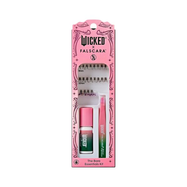 WICKED X FALSCARA False Eyelashes, ‘Munchkinland’, 8mm-10mm Natural Volume, Multicolored Glitter, Lash Extension Kit Includes Mini BOND NET WT 4.5 G (0.15 Oz.), Mini Applicator, & 10 Lash Clusters