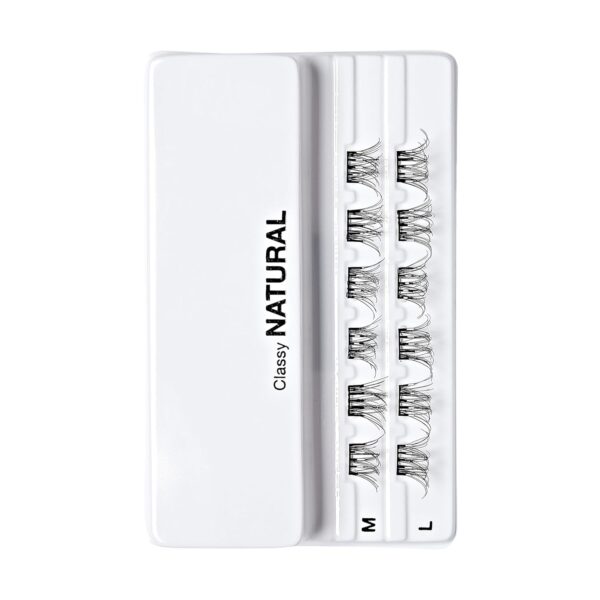 KISS imPRESS Falsies Press On Self Adhesive Eyelashes, 10mm-12mm Natural Volume Press On Lashes, Black, No Glue Needed, Invisible Band, 12 Lash Clusters - Classy