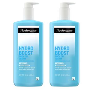 Neutrogena Hydro Boost Body Gel Cream, Hydrating Body Lotion with Hyaluronic Acid for Sensitive Skin, Fragrance-Free Hyaluronic Acid Moisturizer, 16 oz, 2 Pack