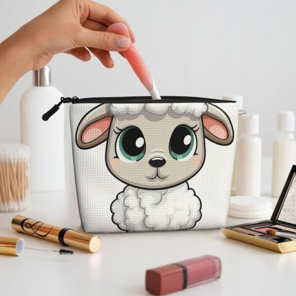 Linen Makeup Bag For Women, Waterproof Travel Cosmetic Organizer Lightweight Zipper Travel Toiletry Bag Organizer Lamb Makeup Brushes Storage Bag