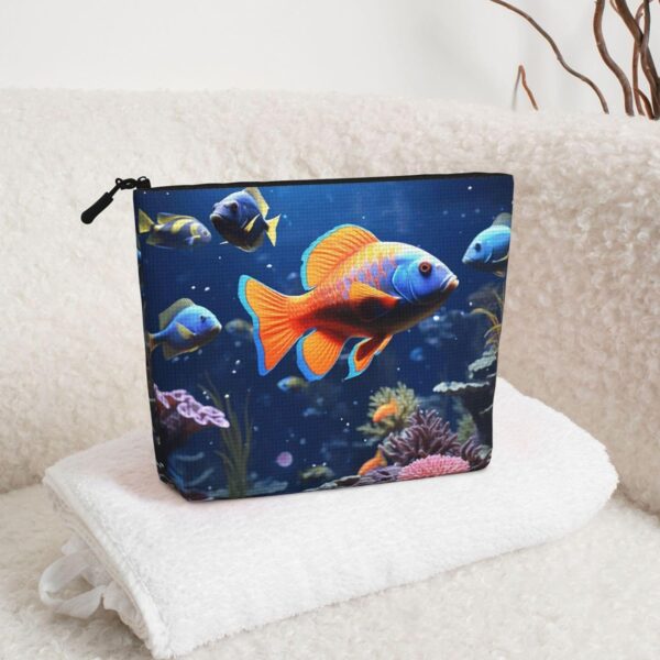 Linen Makeup Bag For Women, Waterproof Travel Cosmetic Organizer Lightweight Zipper Travel Toiletry Bag Organizer Fishs Makeup Brushes Storage Bag