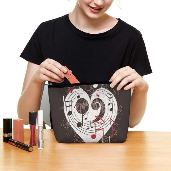 Makeup Bag for Women Cosmetic Bags Music Symbols Love Travel Toiletry Bag Cute Zipper Make Up Bags Large Capacity Makeup Case Organizer Portable Makeup Pouch for Travelling Gift