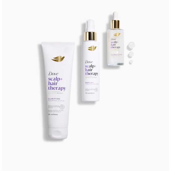 Dove Density Boost Clarifying Foaming Scrub Scalp + Hair Therapy for gentle scalp exfoliation, with Vitamin B3, Zinc and 0% sulfates, 9 oz