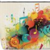 Linen Makeup Bag For Women, Waterproof Travel Cosmetic Organizer Lightweight Zipper Travel Toiletry Bag Organizer Abstract Music Themed Makeup Brushes Storage Bag