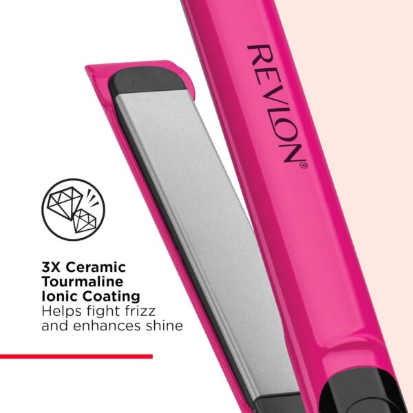 REVLON Ceramic Coated 1 Inch Flat Iron - Hair Straightener Helps Fight Frizz & Enhances Shine for Sleek Styles or Loose Waves, Travel Ready Flat Iron