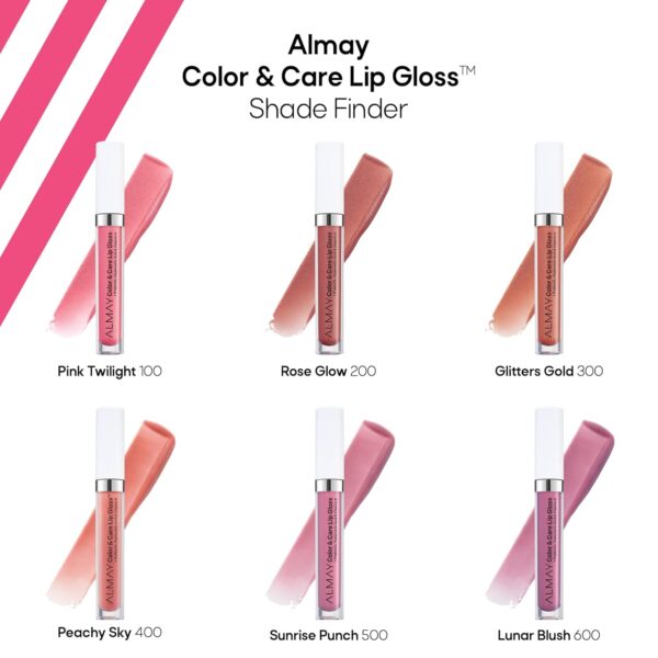 Almay Color & Care Hydrating Lip Gloss, Soft Natural Hues, Prebiotic Complex, Hyaluronic Filling-Sphere Technology, 100 Pink Twilight, 0.1 Fl Oz
