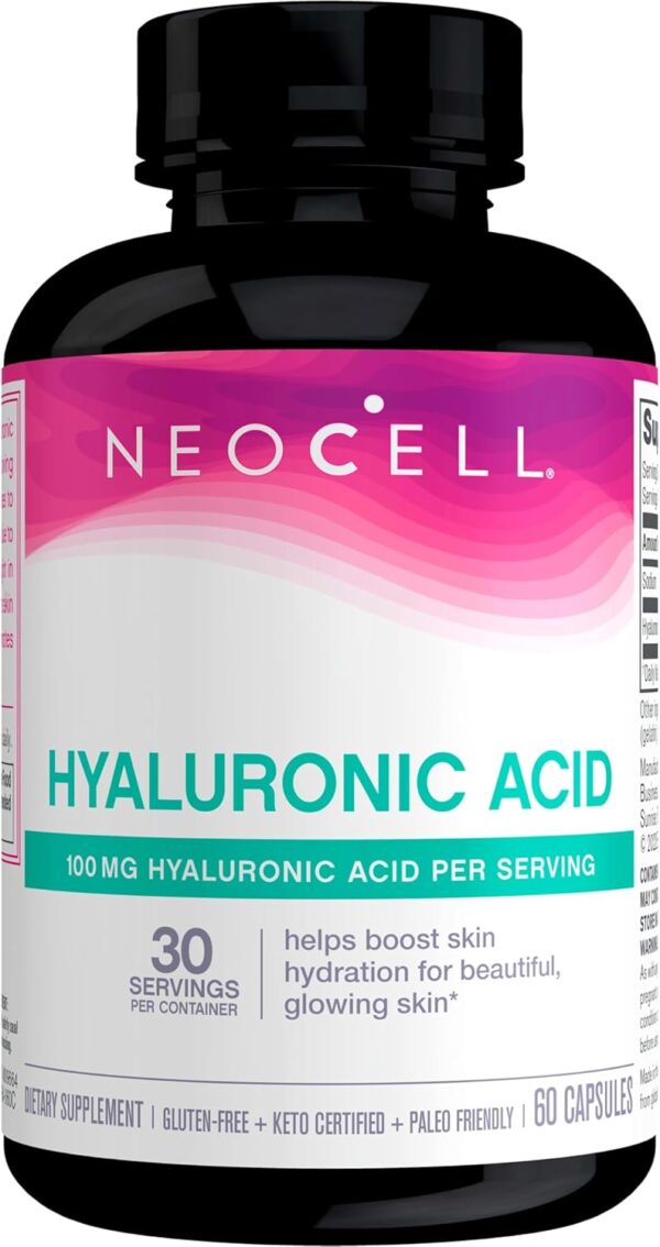 NeoCell Hyaluronic Acid Capsules, Essential Lubricant, Supports Tissue Hydration, Gluten Free, 60 Count, 1 Bottle