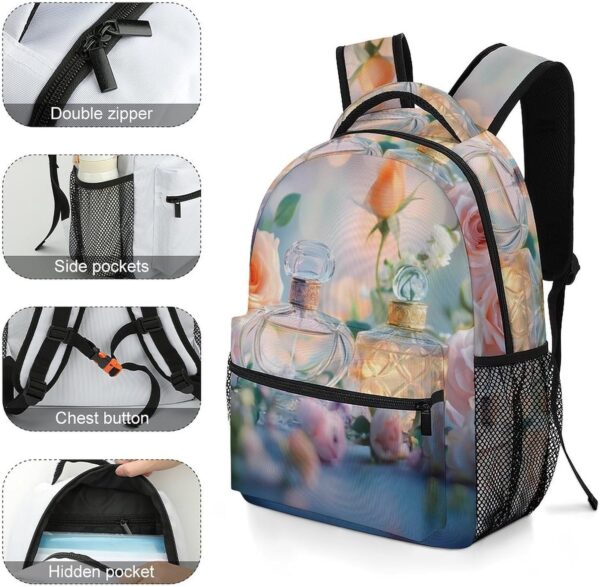 Perfume Rose Floral Laptop Backpack Lightweight Travel Daypack Shoulder Bag for Men Women