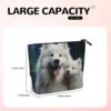 Linen Makeup Bag For Women, Waterproof Travel Cosmetic Organizer Lightweight Zipper Travel Toiletry Bag Organizer White Dog Makeup Brushes Storage Bag