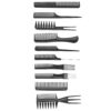 10Pcs Professional Hair Comb Set Barber Styling Tool Hair Brush Combs For Salon Home Use PP Material Black Various Sizes