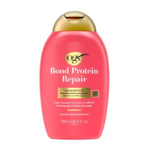 OGX Repair & Protect Bond Protein Repair Shampoo, Lightweight Hair Wash Cleanses & Targets Damaged Hair for Effective Bond Repair, Formulated without Parabens, 13 fl. oz