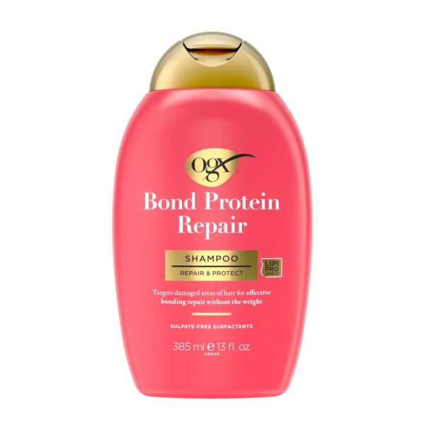 OGX Repair & Protect Bond Protein Repair Shampoo, Lightweight Hair Wash Cleanses & Targets Damaged Hair for Effective Bond Repair, Formulated without Parabens, 13 fl. oz