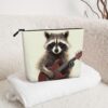 Linen Makeup Bag For Women, Waterproof Travel Cosmetic Organizer Lightweight Zipper Travel Toiletry Bag Organizer Funny Raccoon Makeup Brushes Storage Bag