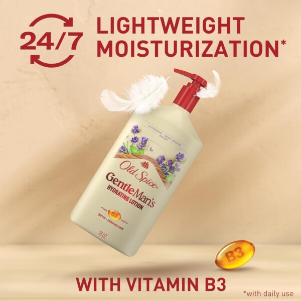 Old Spice Hand, Face & Body Lotion for Men, 24/7 Lightweight Moisturization with Vitamin B3, Instant Absorption, For All Skin Types, Lavender + Mint Cream Scent, 16 oz