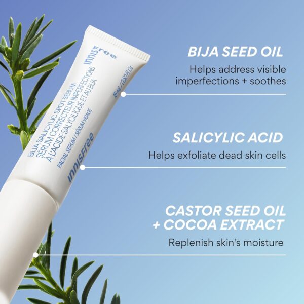 innisfree Bija Spot Serum with Salicylic Acid & Castor Oil, Korean Treatment for Acne, Pore Care, Smooth Skin