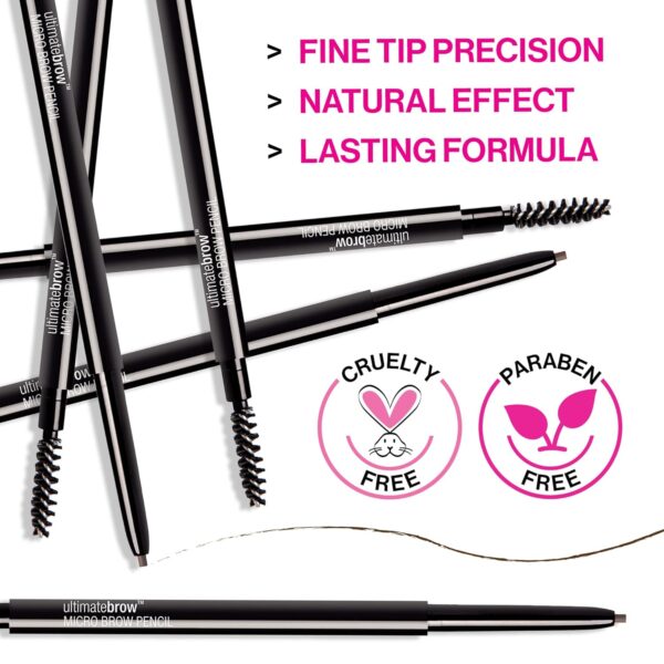 wet n wild Ultimate Brow Micro Eyebrow Retractable Pencil, Brunette, Ultra Fine 1.5mm Tip, Draws Tiny Brow Hairs (Pack of 2)