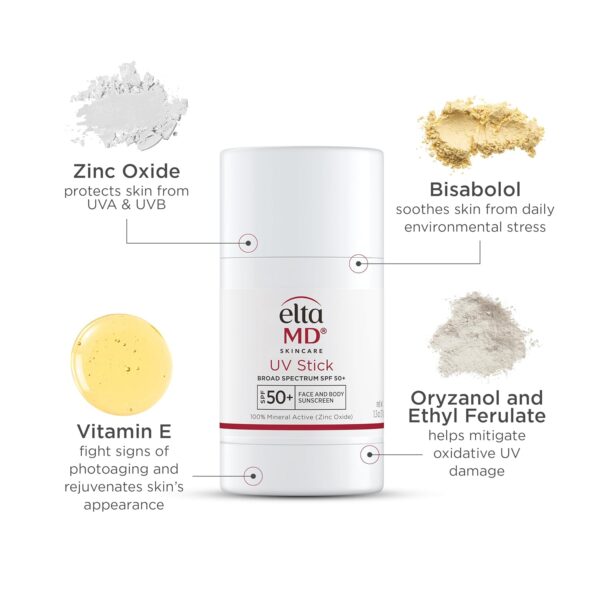 EltaMD UV Stick Sunscreen for Face and Body, Mineral SPF 50+ Face Stick Sunscreen with Zinc Oxide For Kids and Adults, Sensitive Skin